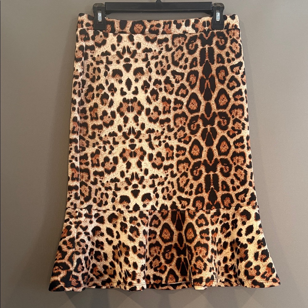 Faith and Joy Leopard Print Pencil Skirt in Brown and Black